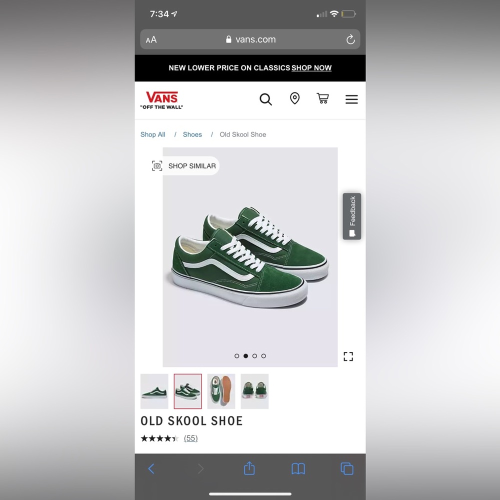 Green old skool vans - size 8